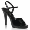 FABULICIOUS Flair-409 Black Drag Dress Party Wedding Ankle Strap 4.5" Heels 4-15