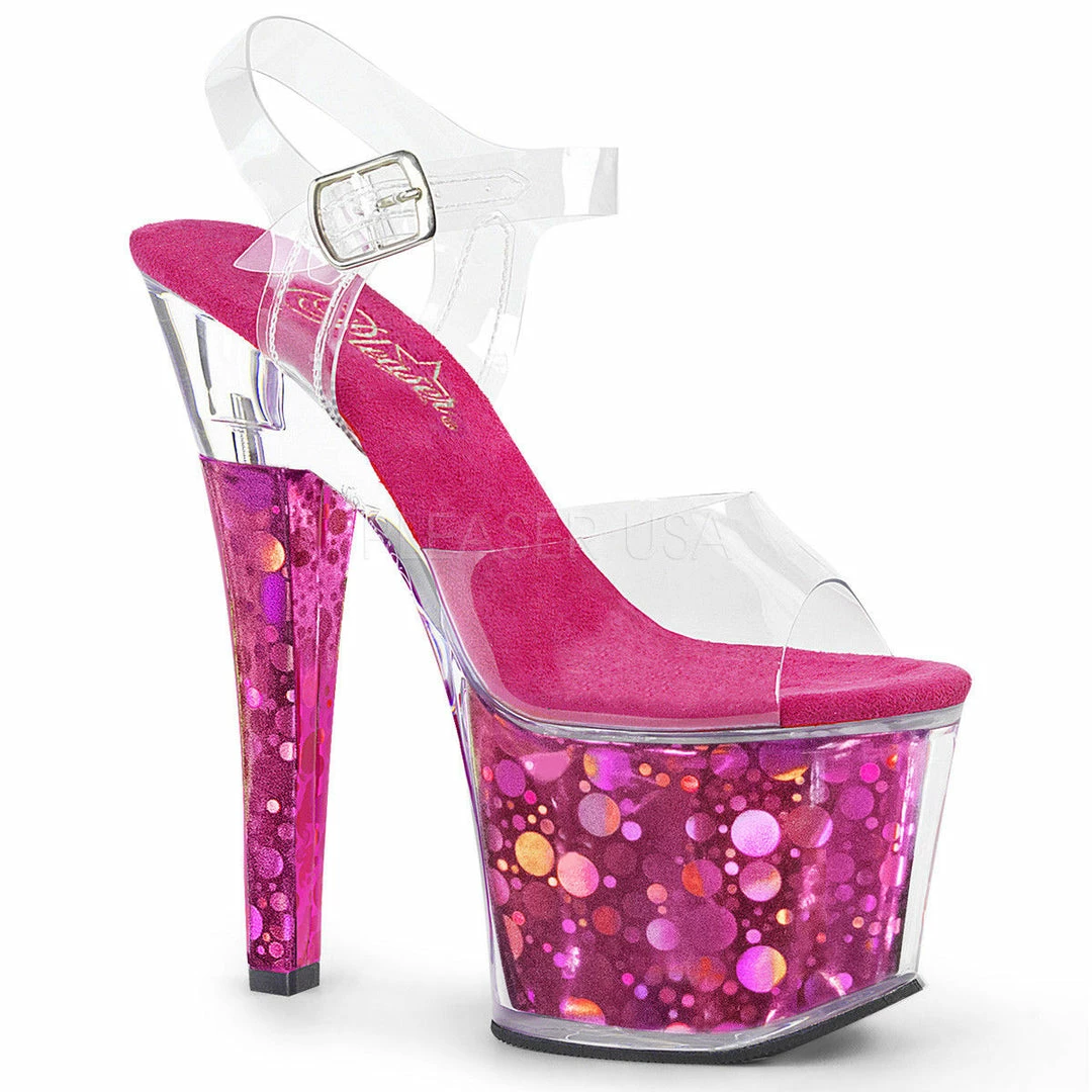 PLEASER Radiant-708BHG Holographic Stripper Pole Dancer Club Platforms 7" Heels