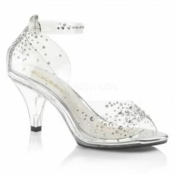 Fabulicious Heels PLEASER Belle-330RS Clear Rhinestones Evening Dress Party Wedding 3" Heel 4-15