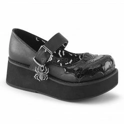 DEMONIA Sprite-05 Goth Gothic Witch Spider Web Charm Platform Mary Janes Heels