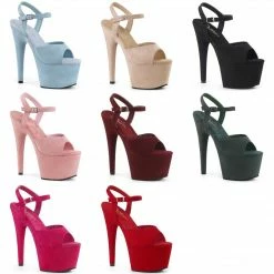 PLEASER Adore-709FS Pink Red Blue Green Beige Faux Suede 7" Dress Platform Heels