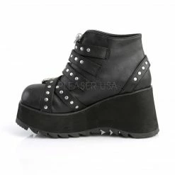 Boots DEMONIA Scene-30 Goth Rocker Skull Zip Studded Buckles Strap Platform Ankle Boot