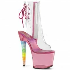 Heels PLEASER Unicorn-1018C Opal Pink Glitter Tint Unicorn Stripper Pole Dance 7" Heel