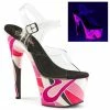 PLEASER Adore-708UVR UV Reactive Abstract Mosaic Art Design 7" Platforms Heels