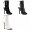 Discontinued PLEASER Amuse-1018 Open Toe Lace Up Back Ankle Boots Heels 4-13