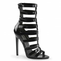 PLEASER Sexy-52 Black Strappy Ankle Cage Sandals 5" Stiletto Heels AU Sizes 4-13