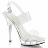 FABULICIOUS Lip-114 Clear Club Wedding Dress Party Double Strap Sandal 5" Heels