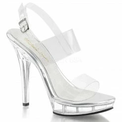 FABULICIOUS Lip-114 Clear Club Wedding Dress Party Double Strap Sandal 5