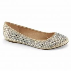 FABULICIOUS Treat-06 Black Gold Nude Silver Rhinestone Glitter Mesh Fabric Flats
