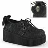 DEMONIA Creeper-212 Goth Black Vegan Leather Lace Skeleton Hand Platforms Shoes