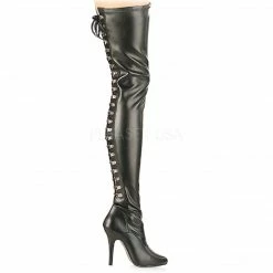 PLEASER Seduce-3063 Lace Up Back Slit Thigh Boots Drag Women's Plus Size 5-13