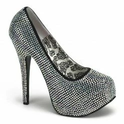 Discontinued BORDELLO Teeze-06R Rhinestones Burlesque Wedding Party Heels Pumps