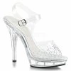 FABULICIOUS Lip-108SD Clear Ankle Strap Rhinestones Party Wedding Dress 5" Heels