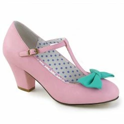 Pleaser PINUP COUTURE WIGGLE-50 T-Strap T-Bar Bow Pumps 2.5