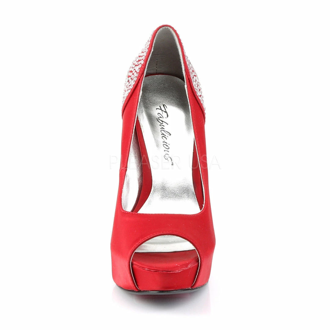 FABULICIOUS Lolita-08 Blue Red Satin Rhinestone Wedding Dress Formal Heels Pumps
