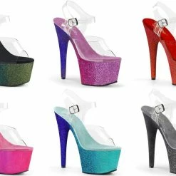 PLEASER Adore-708OMBRE Ombre Effect Glitter 7" Stripper Club Platforms Heels