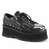 Mens/Unisex DEMONIA Gravedigger-04 Lightening Bolt Metal Toe Cap Goth Men's Unisex Shoes
