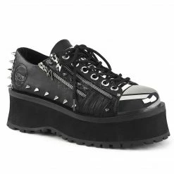Mens/Unisex DEMONIA Gravedigger-04 Lightening Bolt Metal Toe Cap Goth Men's Unisex Shoes