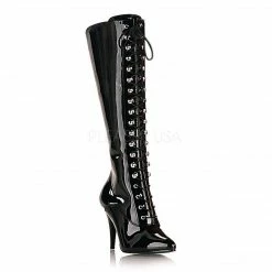 PLEASER Vanity-2020 Patent Lace Up Knee Boots 4" Heel Drag Crosser Women's 5-15