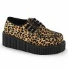 Discontinued DEMONIA Creeper-112 Leopard Faux Fur Punk Rockabilly Platform Shoe