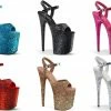 PLEASER Flamingo-810LG Glitter Stripper Pole Dancer Strap 4" Platform 8" Heels