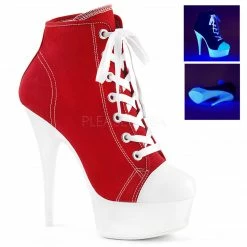 Boots PLEASER Delight-600SK-02 Black Pink Red White Canvas Platform Sneaker Boot Heels