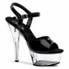 PLEASER Kiss-209 Black Patent Clear Dancer Club Strap Platform 6" Heels 5-14