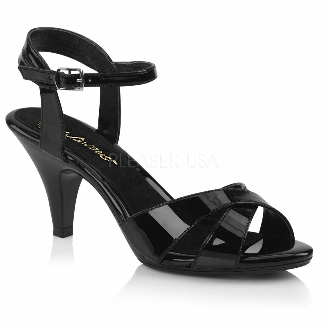 Fabulicious PLEASER Belle-315 Nude Black Formal Evening Dress Strap Sandals 3" Heels 4-15