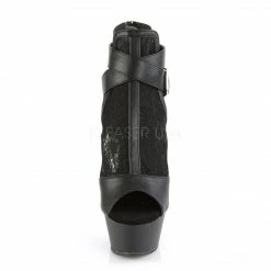 PLEASER Kiss-257 Black Lace Goth Club Sexy Buckle Platform Bootie Boots 6