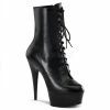 PLEASER Delight-1020 Black Real Leather Lace Up Zip Platform 6" Ankle Boots 5-13