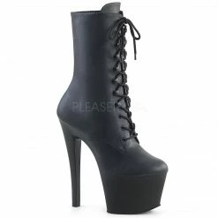 PLEASER Sky-1020 Black Ankle Calf Back Lace Up Zipper Platforms 7