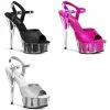 PLEASER Delight-609-5G Black Silver Glitter Glitter Dancer Club 6" Heels