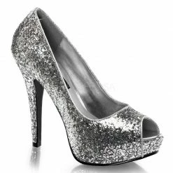 Discontinued FABULICIOUS Twinkle-18G Glitter Party Bridal Peep Toe Pump 5" Heels