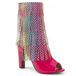 Discontinued PLEASER PINK LABEL Queen-100 Rainbow Pride Fringe Drag Boots 8-15