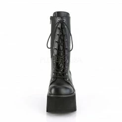 DEMONIA Ashes-105 Women's Lace Up Zip Chunky Thick Platform Heel Mid Calf Boots