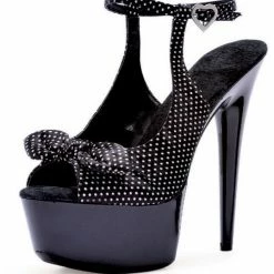 IN STOCK / SALE - Ellie Shoes 609-Dottie Black & White Polka Dot Heels AU Sz 5