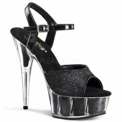 PLEASER Delight-609-5G Black Silver Glitter Glitter Dancer Club 6" Heels