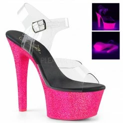 PLEASER Aspire-608UVG Pink UV Blacklight Reactive Dancer Club 6" Platforms Heels