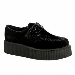 Mens/Unisex DEMONIA V-Creeper-502S Goth Vegan Suede Mens Unisex 2" Platform Creeper Shoes