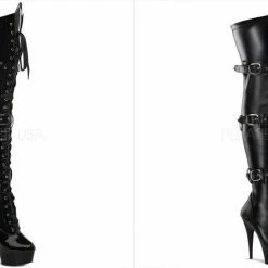 PLEASER Delight-3028 Black Stripper Exotic Dancer Showgirl Club Sexy Thigh Boots
