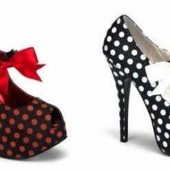 Discontinued BORDELLO Teeze-25 Polka Dot Rockabilly Pinup Peep Mary Janes Heels