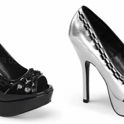 Discontinued DEMONIA Pixie-18 Laces Fetish Bondage Corset Goth Peep Pumps Heels