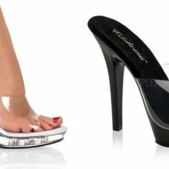 FABULICIOUS Lip-101 Clear Fitness Bikini Model Comp Party Club Slides 5" Heels