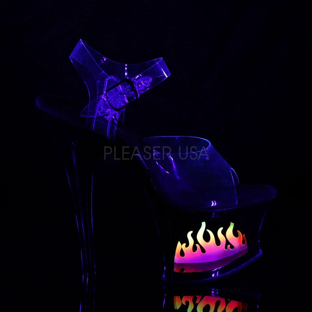 PLEASER Moon-708FLM Ombre Flames Fire Stripper Dancer Club Platforms 7" Heels