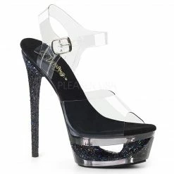 PLEASER Eclipse-608GT Glitter Tinted Cut Out Platforms Dance Dress Straps Heels
