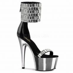 PLEASER Adore-789RS Rhinestones Mirrors Chrome Dancer Club Cuff Platform Heels
