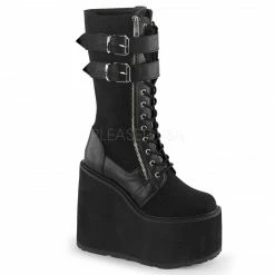 DEMONIA Swing-221 Goth Gothic Cyber Punk Buckles 5.5" Platforms Mid Calf Boots