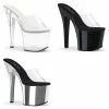 PLEASER Radiant-701 Clear Stripper Pole Dancer Club Platforms Slides 7" Heels