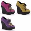 Discontinued DEMONIA Creeper-304 Pink Mustard Purple Leopard Pony Wedges Heels