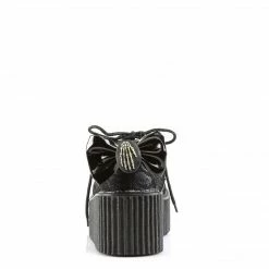 DEMONIA Creeper-212 Goth Black Vegan Leather Lace Skeleton Hand Platforms Shoes